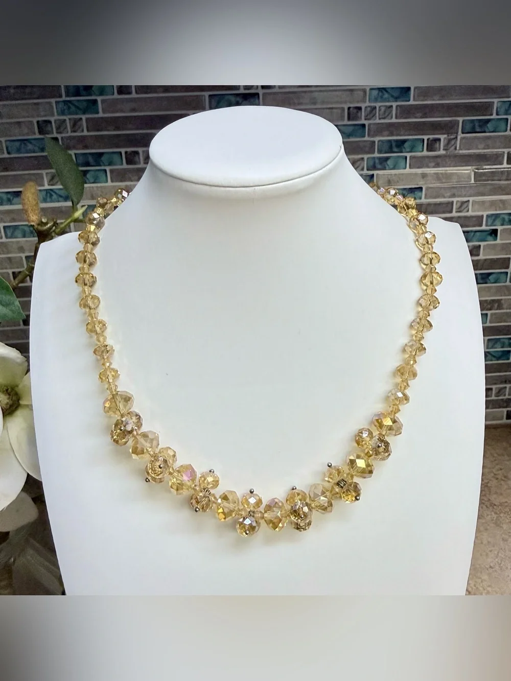 Handcrafted Citrine AB crystal necklace
